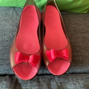 Chic Pink Bow plastic Flats for Women size 40 - perfect four the pool & beach